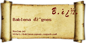 Bablena Ágnes névjegykártya